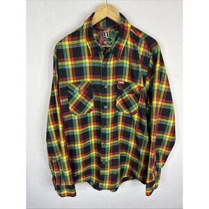 Dixxon The Kush Flannel Shirt Mens XL Plaid Rasta Colors Button Up Bob Marley